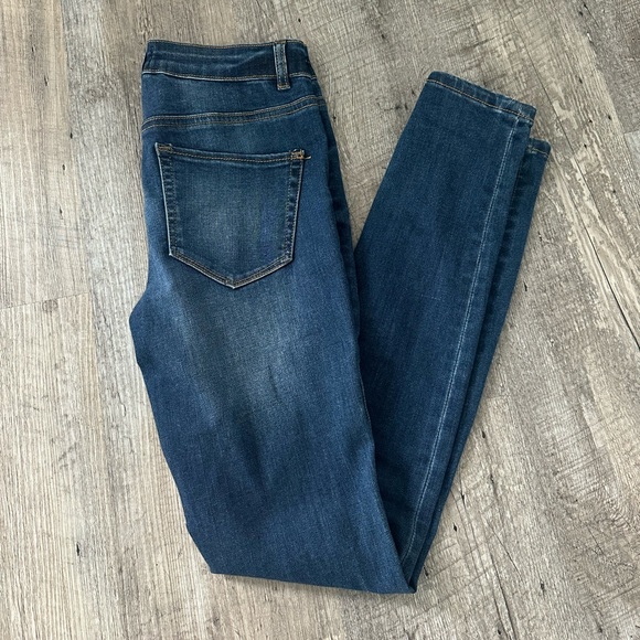 Distressed Dark Blue Denim Jeans - Picture 2 of 6